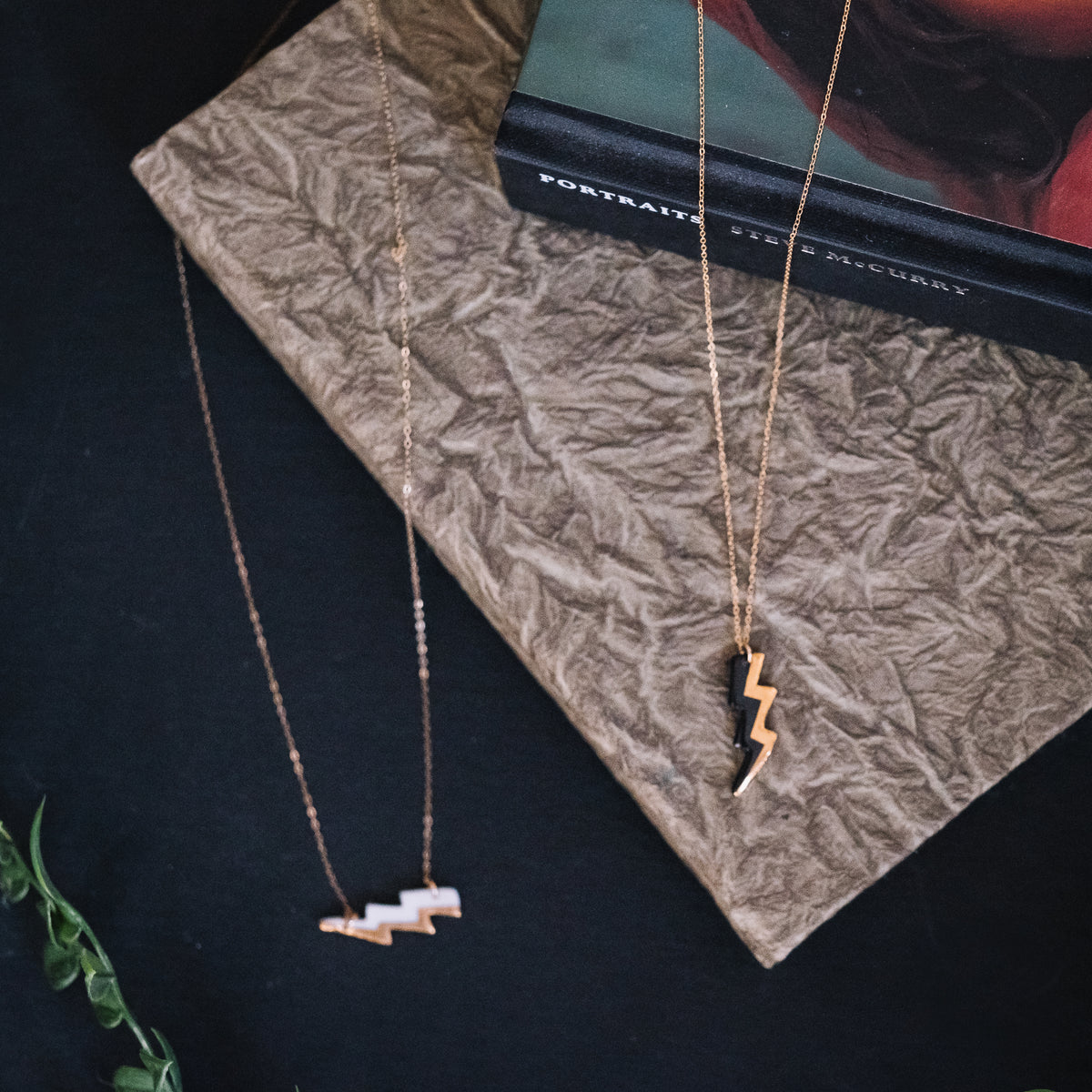 the lizzy lightning bolt necklace with gold accent – Remnant Studios