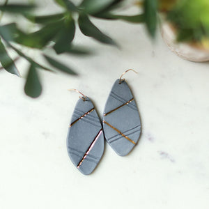 grey oval mosaic earrings