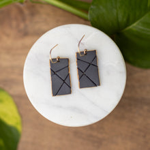 black mosaic tile earrings