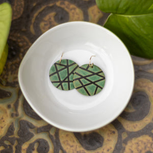 green mosaic earrings