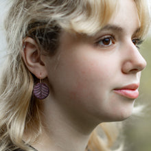 purple etched earrings