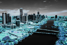 Austin aerial photo, infrared photography, drone photography, aerial city, Austin blue landscape