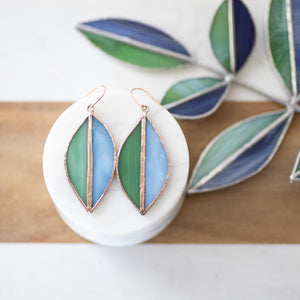 stained glass leaf earrings - copper