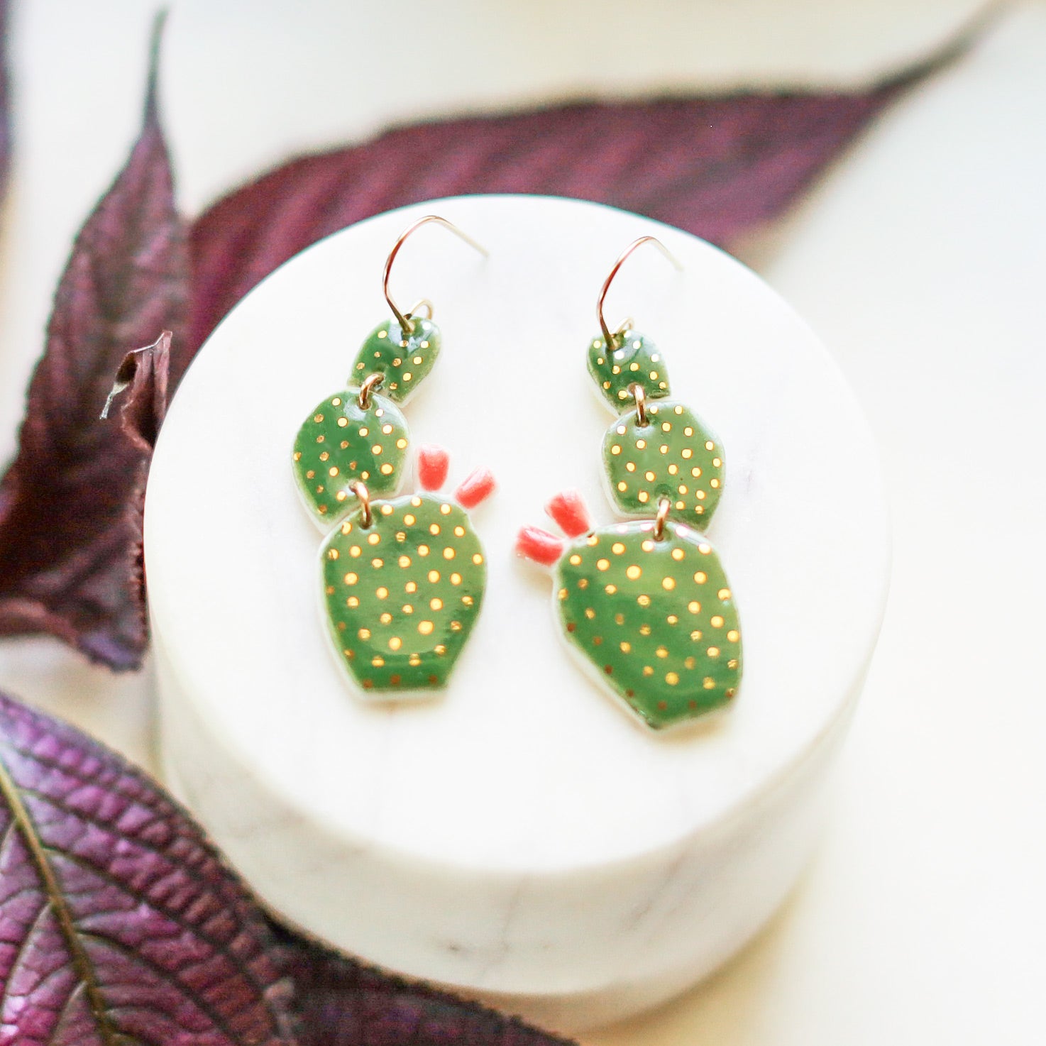 front-back succulent earrings cactus earrings – Remnant Studios