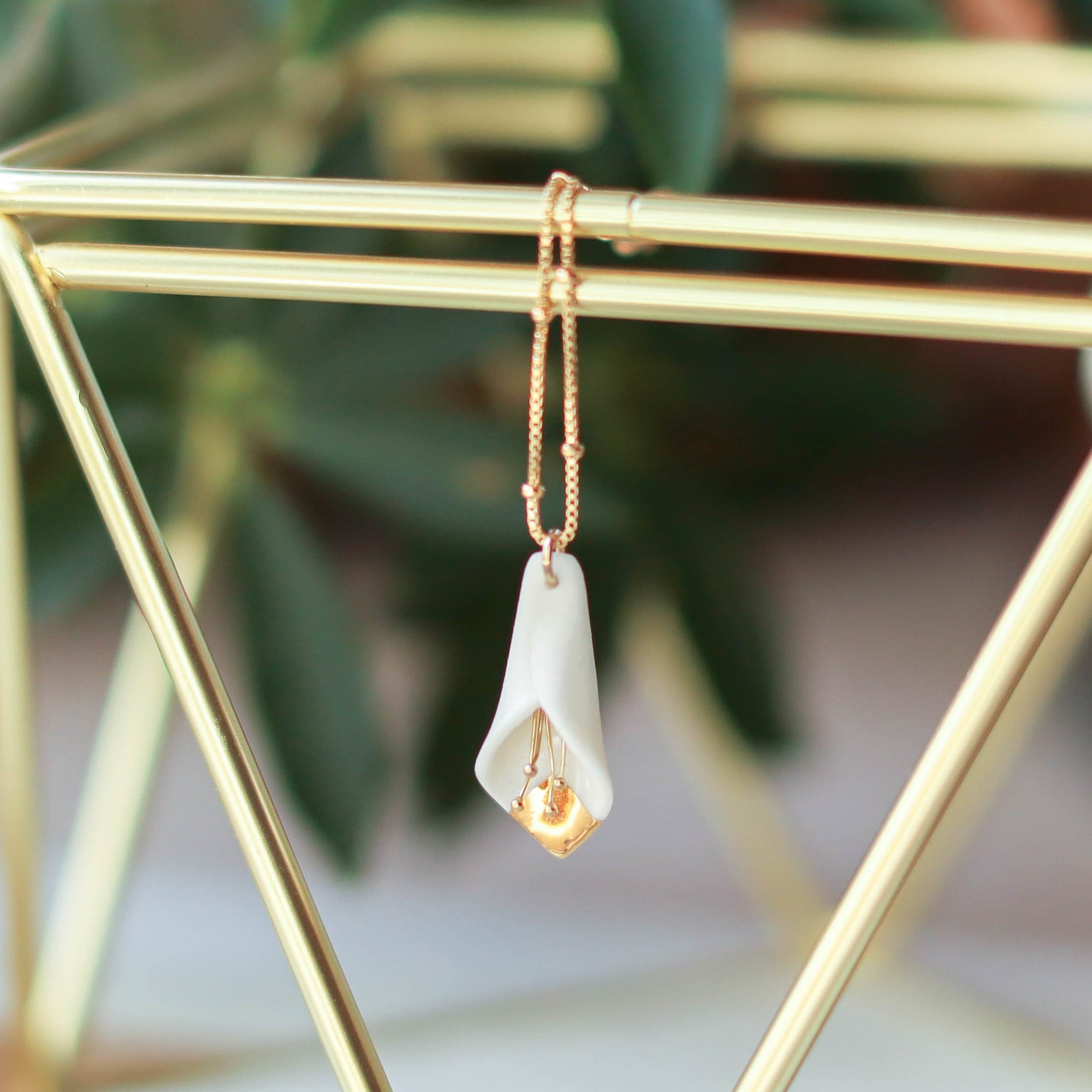 white gold calla lily necklace small calla lily necklace – Remnant Studios