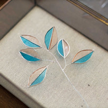 champagne and blue stained glass leaves