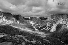Dolomites aerial landscape, infrared nature photography, Austin photographer, Italian mountains, overhead mountain perspective