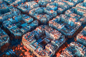 Barcelona aerial shot, Barcelona cityscape, Barcelona drone photography, infrared aerial