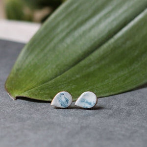granite - teal drop studs with gold accent