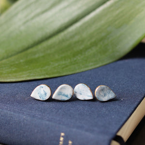 granite - teal drop studs with gold accent