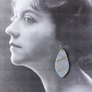 grey oval mosaic earrings