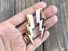 The Lizzy - porcelain lightning bolt studs with gold accent