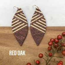 wood leaf earrings - gold lines