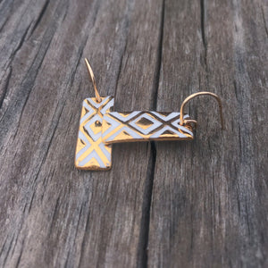 mini textured gold rectangle earrings