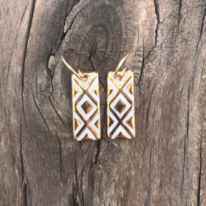 mini textured gold rectangle earrings