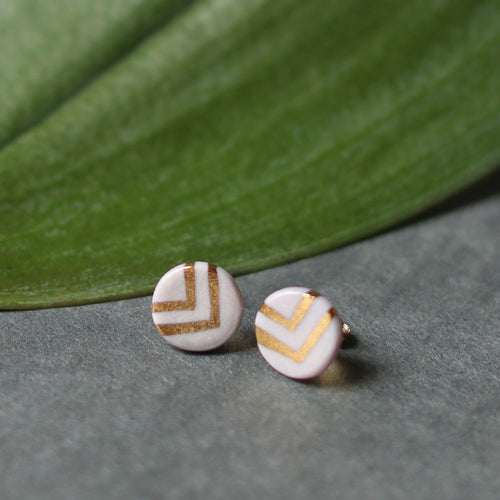 granite - lavender studs with gold chevron