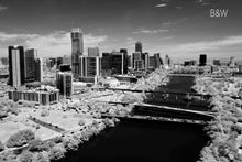 Austin aerial photo, infrared photography, drone photography, aerial city, Austin black and white landscape