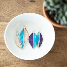 stained glass leaf earrings - silver