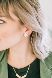 leaf studs with gold detail