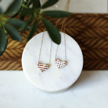 dots or stripes porcelain heart necklace