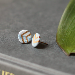 granite - teal studs with gold chevron