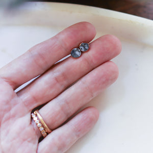tiny granite black marbled studs